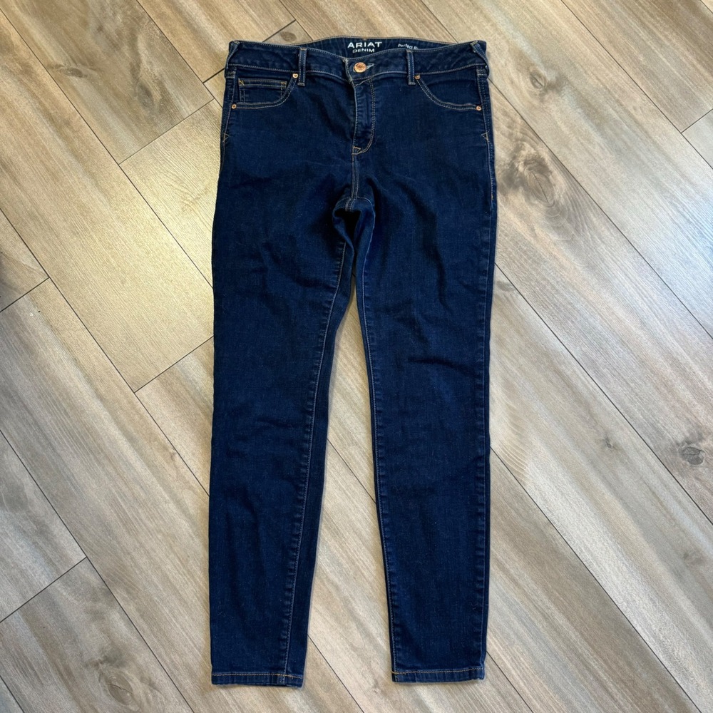 Ariat Denim Womens 32R Perfect Rise‎ Skinny Jeans Dark Wash Indigo Blue Stretch